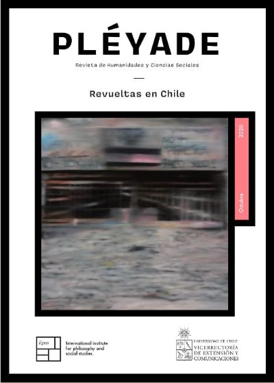 Portada de Revueltas en Chile, la edición especial de revista Pléyade con la imagen de una pintura de Nelson Hernández.