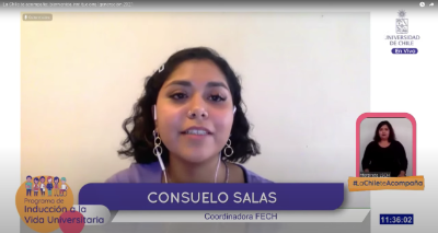 Consuelo Salas, coordinadora de la FECH, hizo un llamado a participar y a ser "críticos, autocríticos, motivadores e innovadores en construir nuevas formas de representación y participación"