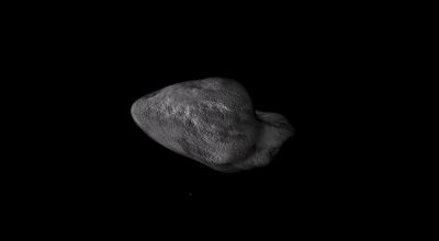 Ilustración de asteroide Annefrank, similar al "Patorojo".