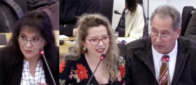 Senadores universitarios Gloria Tralma, Carla Carrera y Luis Raggi conformaron el panel de preguntas