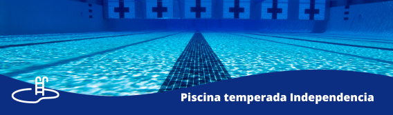 Foto del fondo de una piscina con el título "Piscina temperada independencia"