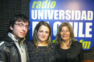Nicolás Ayala, Dra. Julieta Orlando y Prof. Hortensia Morales, moderadora del programa "Quiero ser científico"